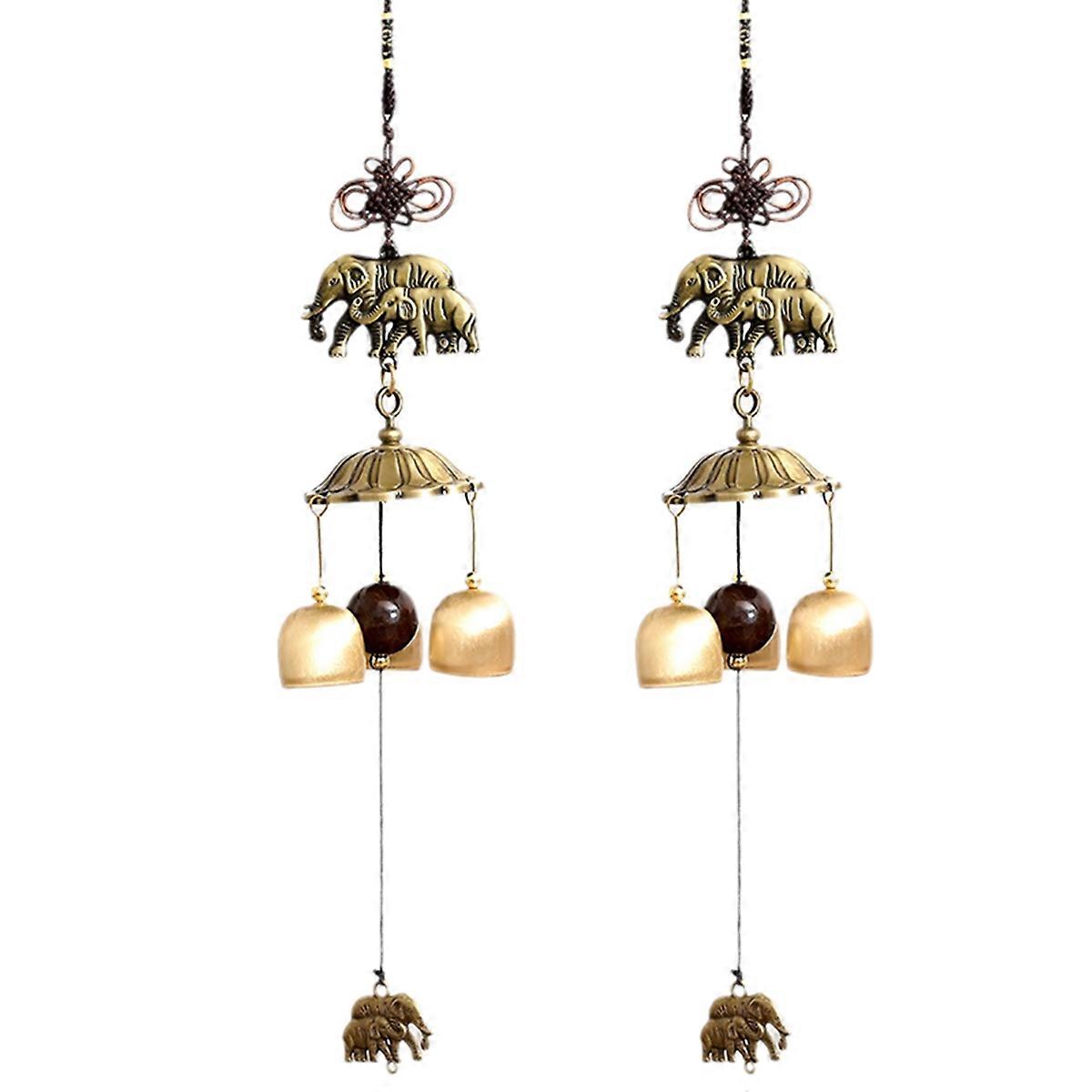 Double Elephant Metal wind chime pendant