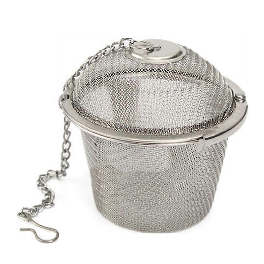 Locking Ball Tea Spice Mesh Herbal Ball Cooking Tools With Chain Lid Design Gift for Tea Lover Durable Rustless  Silver