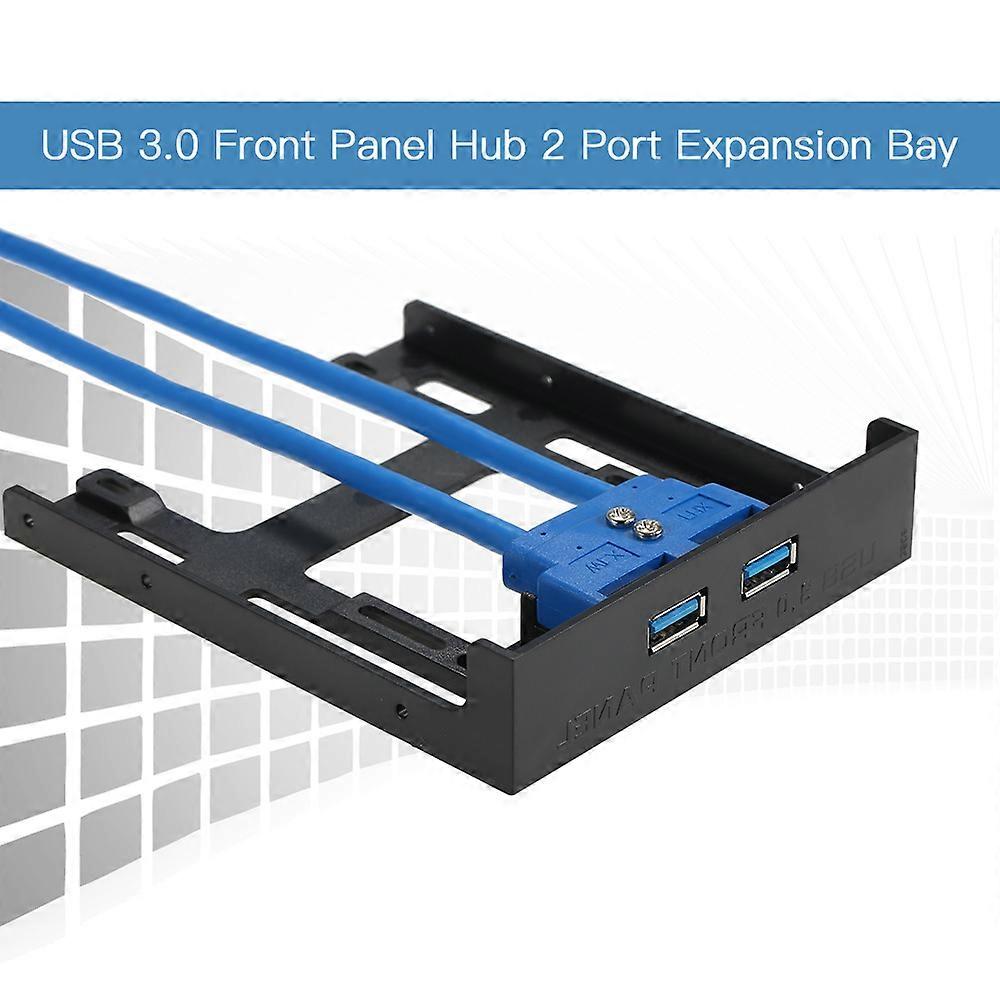 USB 3.0 Front Panel Hub 2 Port Expansion Bay 20 Pin to USB 3.0 60cm Bracket Adapter Cable for 2.5" Desktop PC