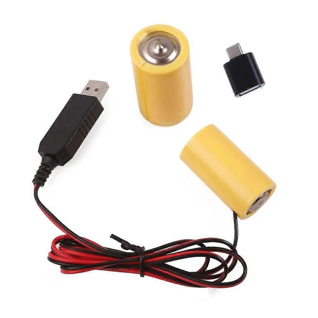 C Battery Eliminators Cable with Type C Adapter Replace 2Pcs 1.5V C Batteries
