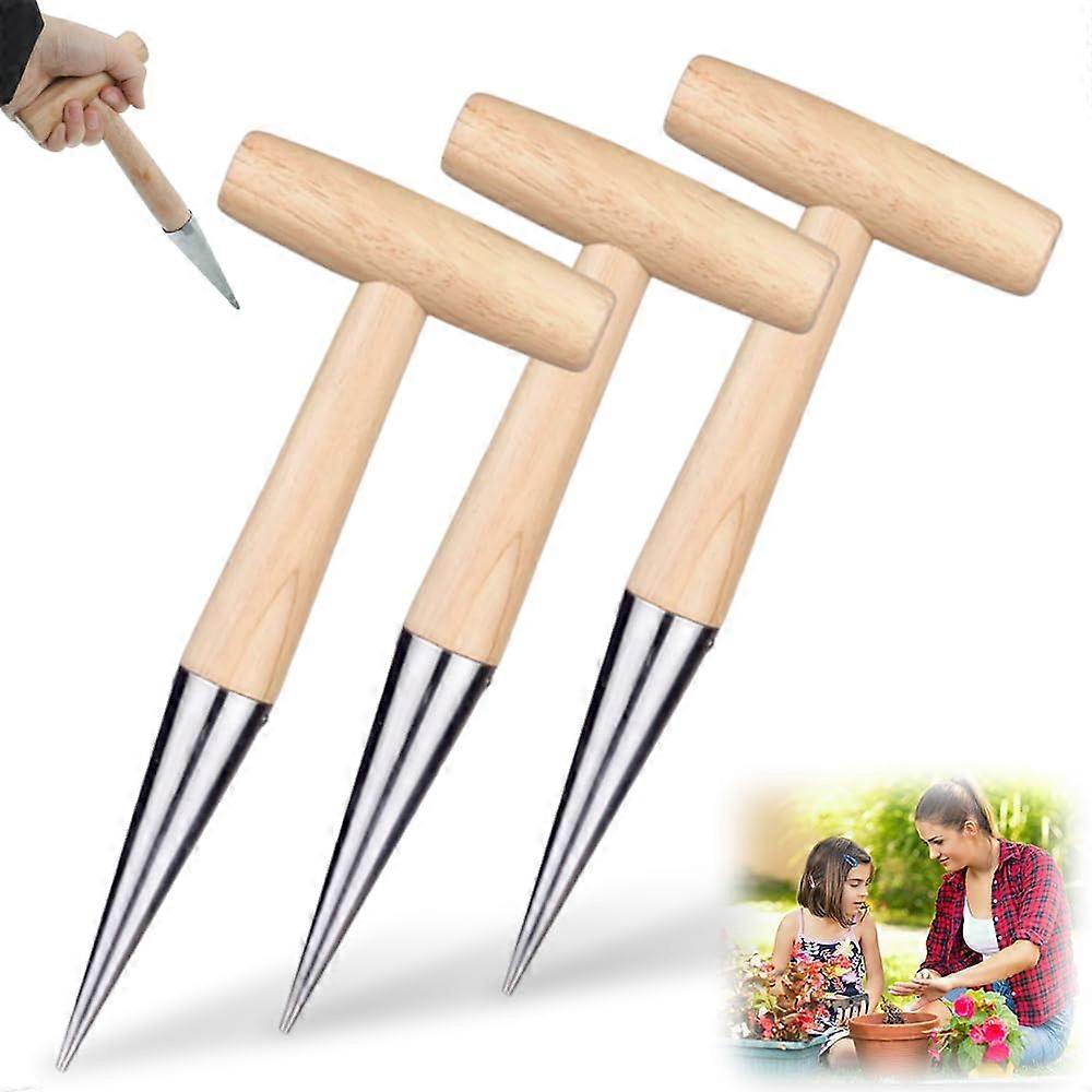 3 PCS Plant Hole Digger Set for Transplanting Seeds, Planting Bulbs, and Gardening Tools with Ergonomic Handles