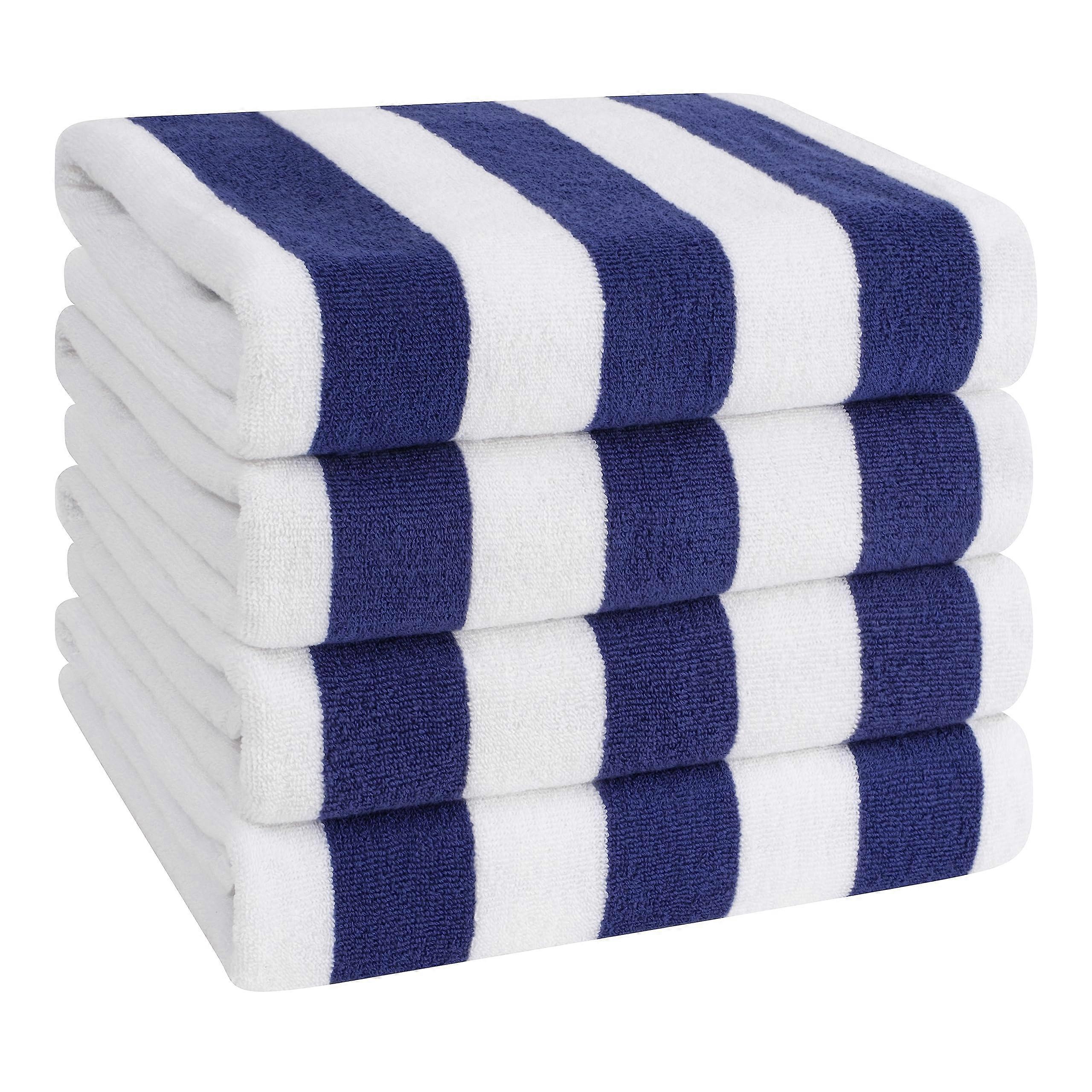 4 Piece Cabana Striped Oversize Beach Towels Quick Drying Sand Free for Beach 30x60 Inch