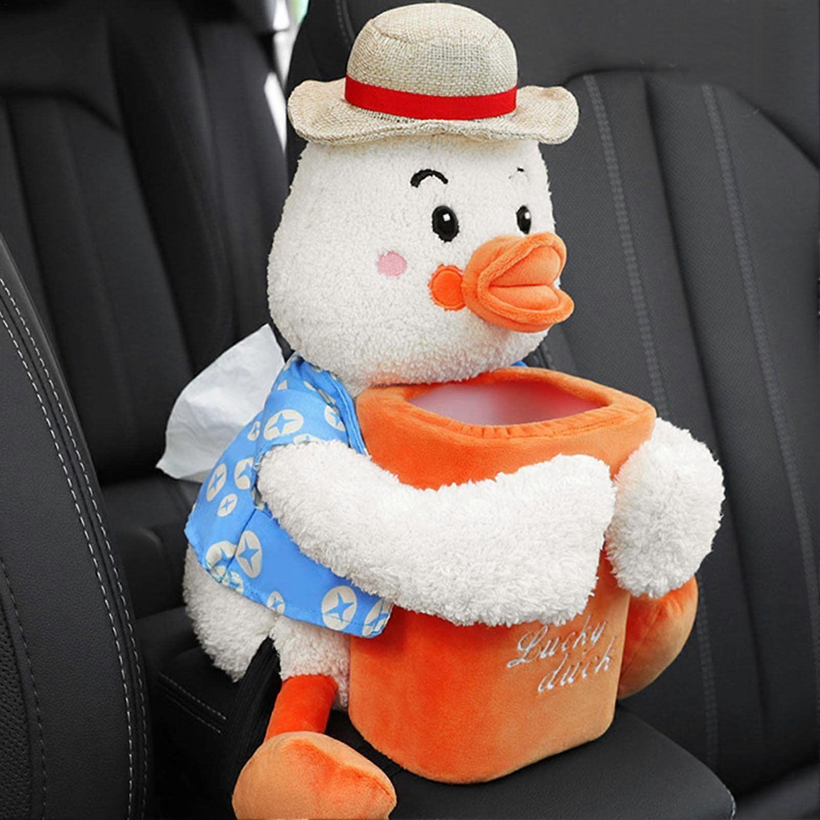 Cute Car Cartoon Duck Tissue Box Holder, Animal Tissue Organizer for Car Console, Cute Duck Napkin Dispenser, Decorative Storage Box