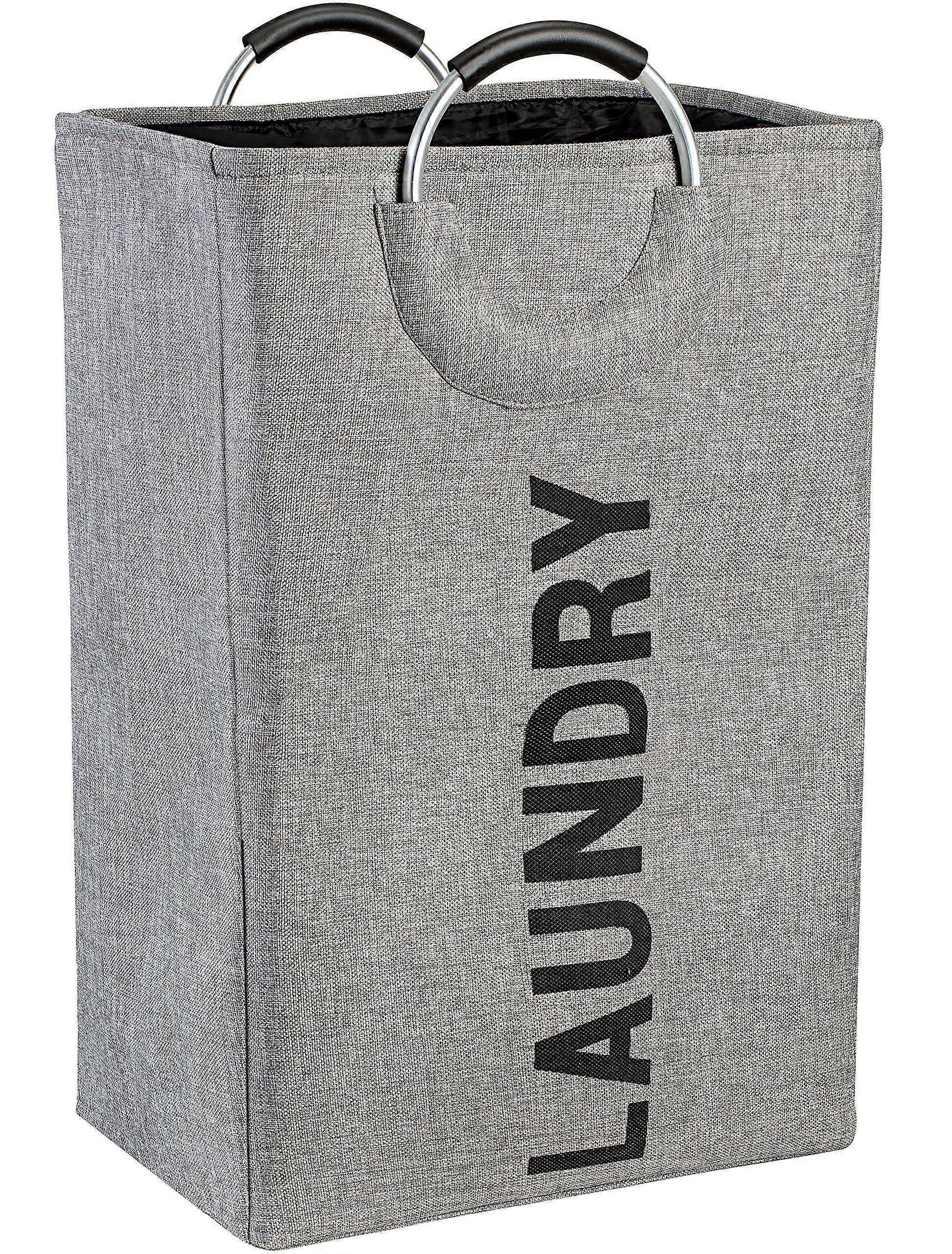 More Dcor Grey Foldable Laundry Hamper With Sturdy Handles Laundry Bag Material Oxford Cloth
