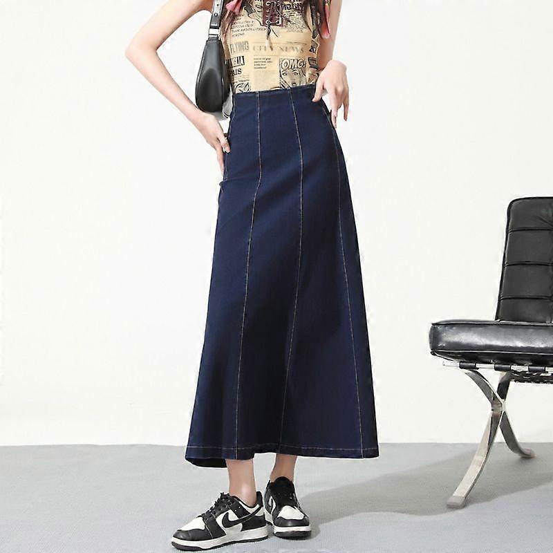 Four-Sided Long Soft Denim Skirt For Women With Large A-Line Skirt For Spring And Summer Thin High-Waisted Temperament Slim Skirt