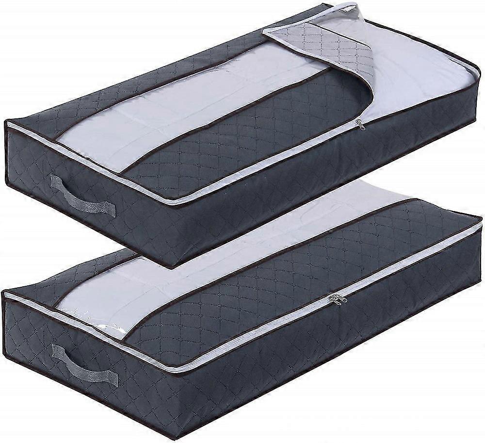 90l Under Bed Storage Box 2pcs Quilt Storage Bag With Pvc Window