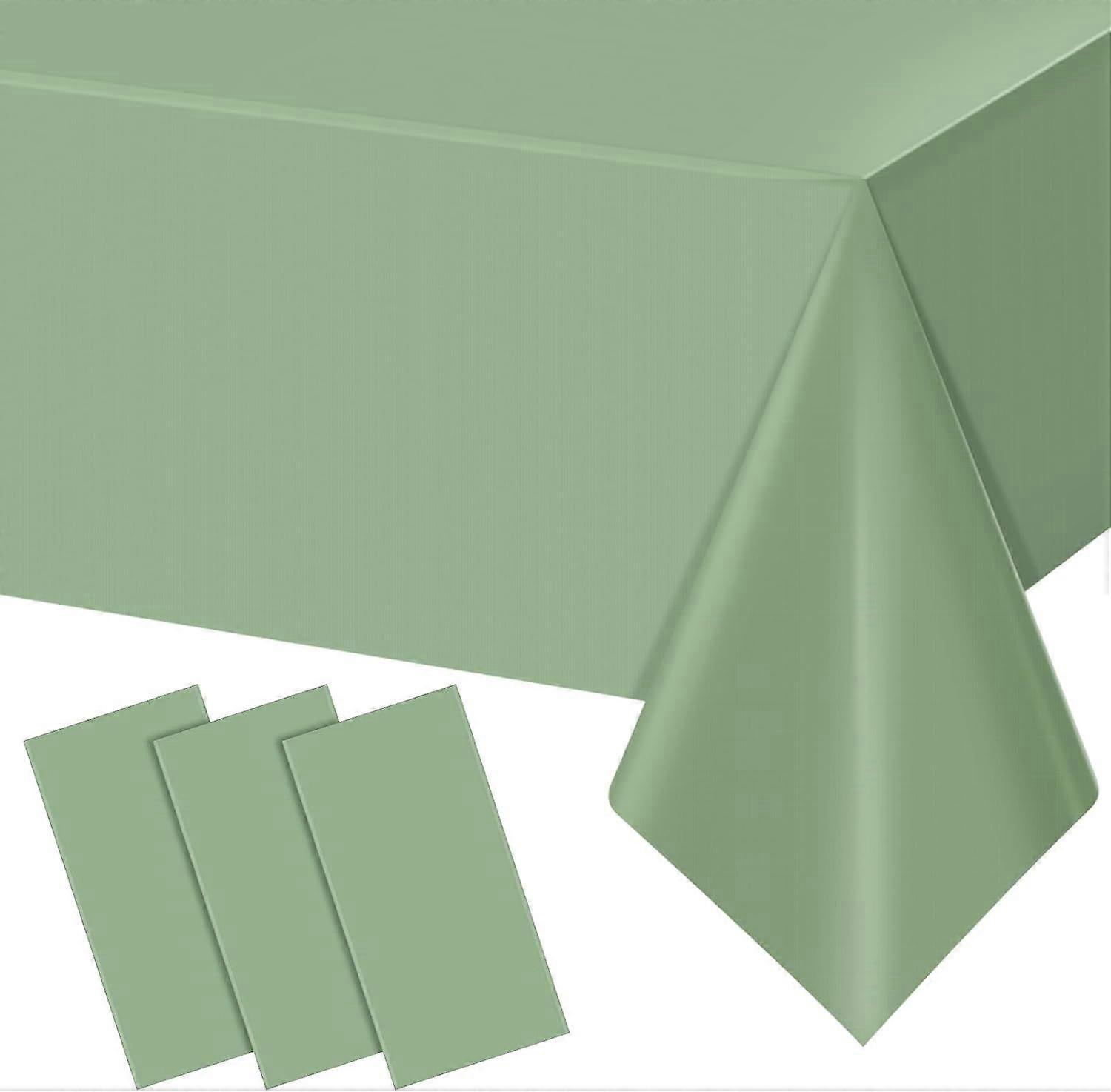 2025 Latest Model  3Pack Sage Green Plastic Tablecloths for Rectangle Tables