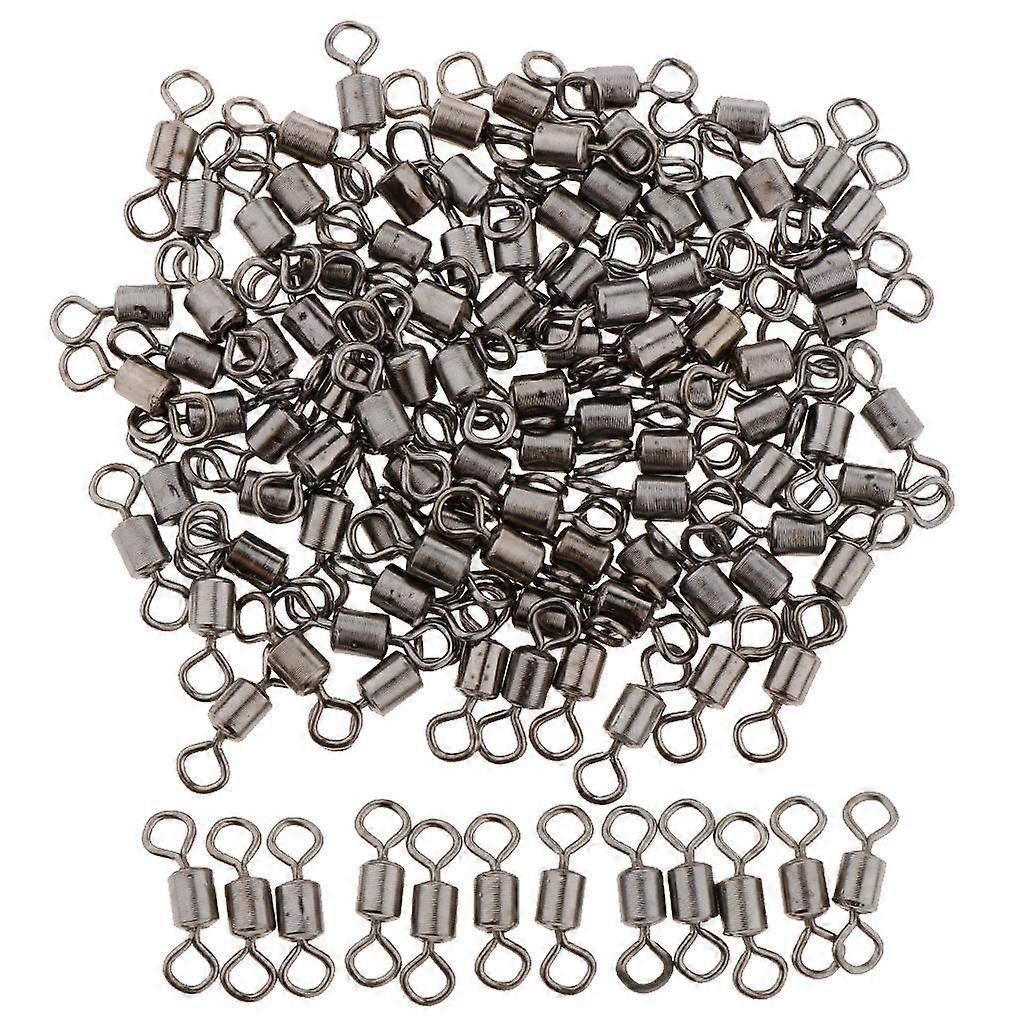 100pcs Fishing Barrel Bearing Rolling Swivel Solid Ring Connector Snap 10