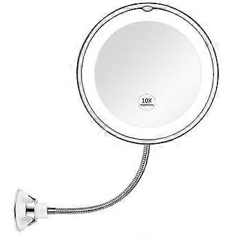 10x magnification flexible gooseneck lighted makeup mirror for travel
