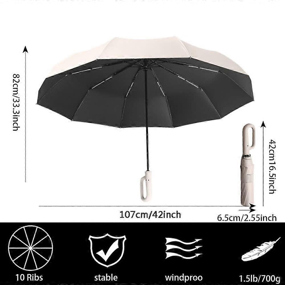 Pocket umbrella Fully automatic foldable diameter 107cm Beige lightweight compact portable travel
