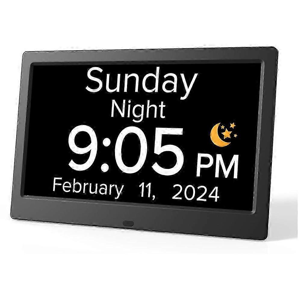 Despertador Digital de 10 Polegadas, Relógio de Demência de Grande Display com Dia/Data, DST,, Presente para Idosos, Alzheimer.