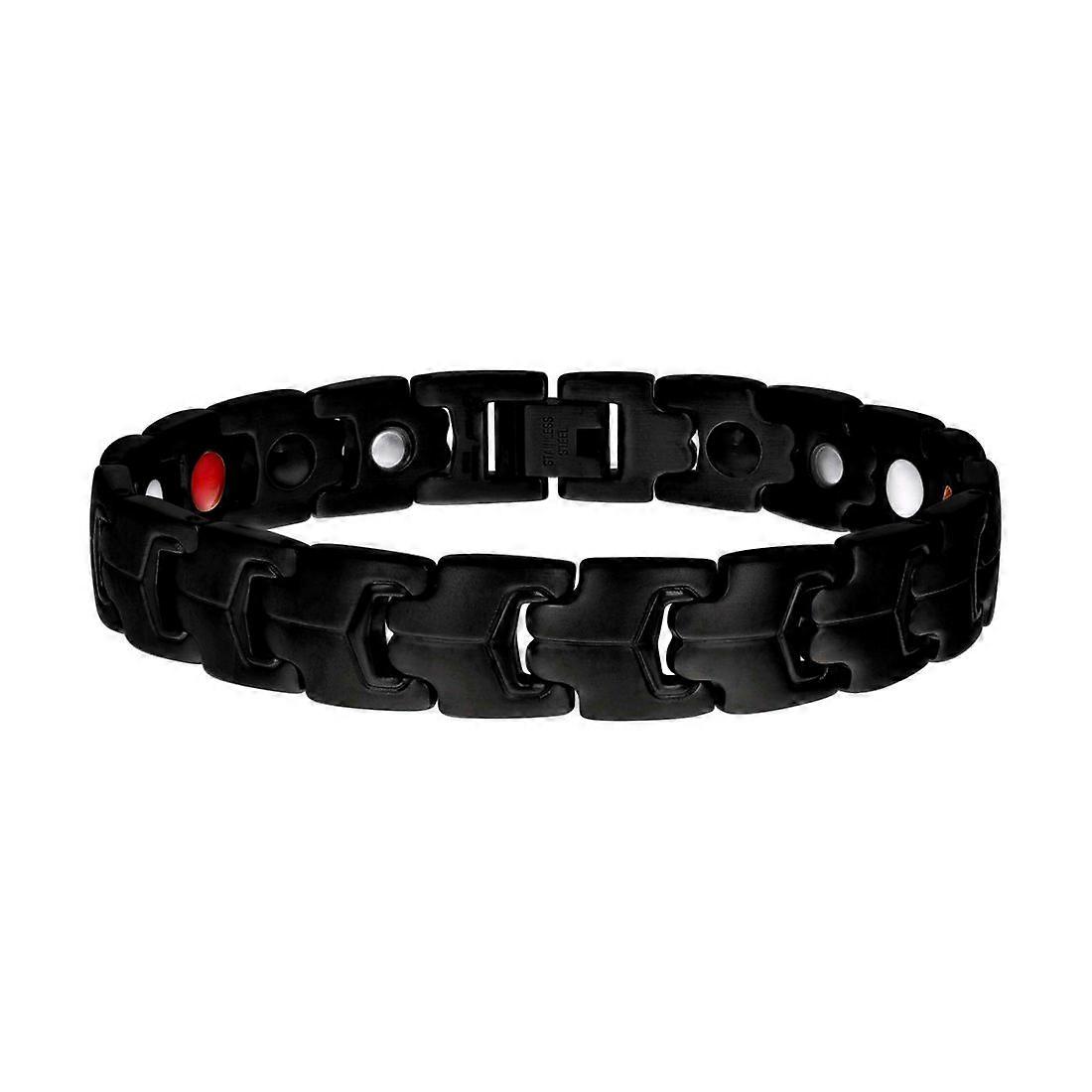 Pulseira masculina de aço inoxidável na cor preta, com elos de 8 polegadas e 12 mm de largura.
