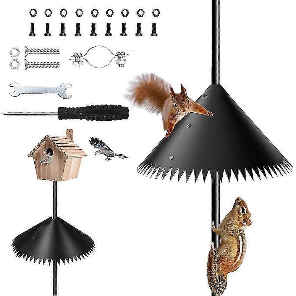 Wide Squirrel Baffle for Bird Feeder Pole, Wrap Around Pole Mount Squirrel Guard, Outdoors Squirrel Proof Baffle with Spikes