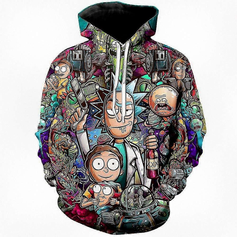 3D-trykt hettegenser for menn med unik Rick and Morty-design