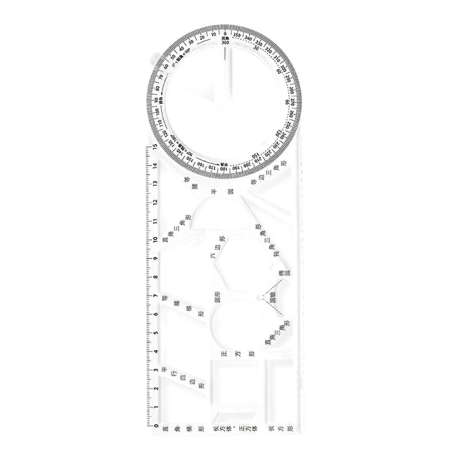 Geometric Ruler Math Measuring Ruler Clear Scale Measuring Tool Plastic Draft