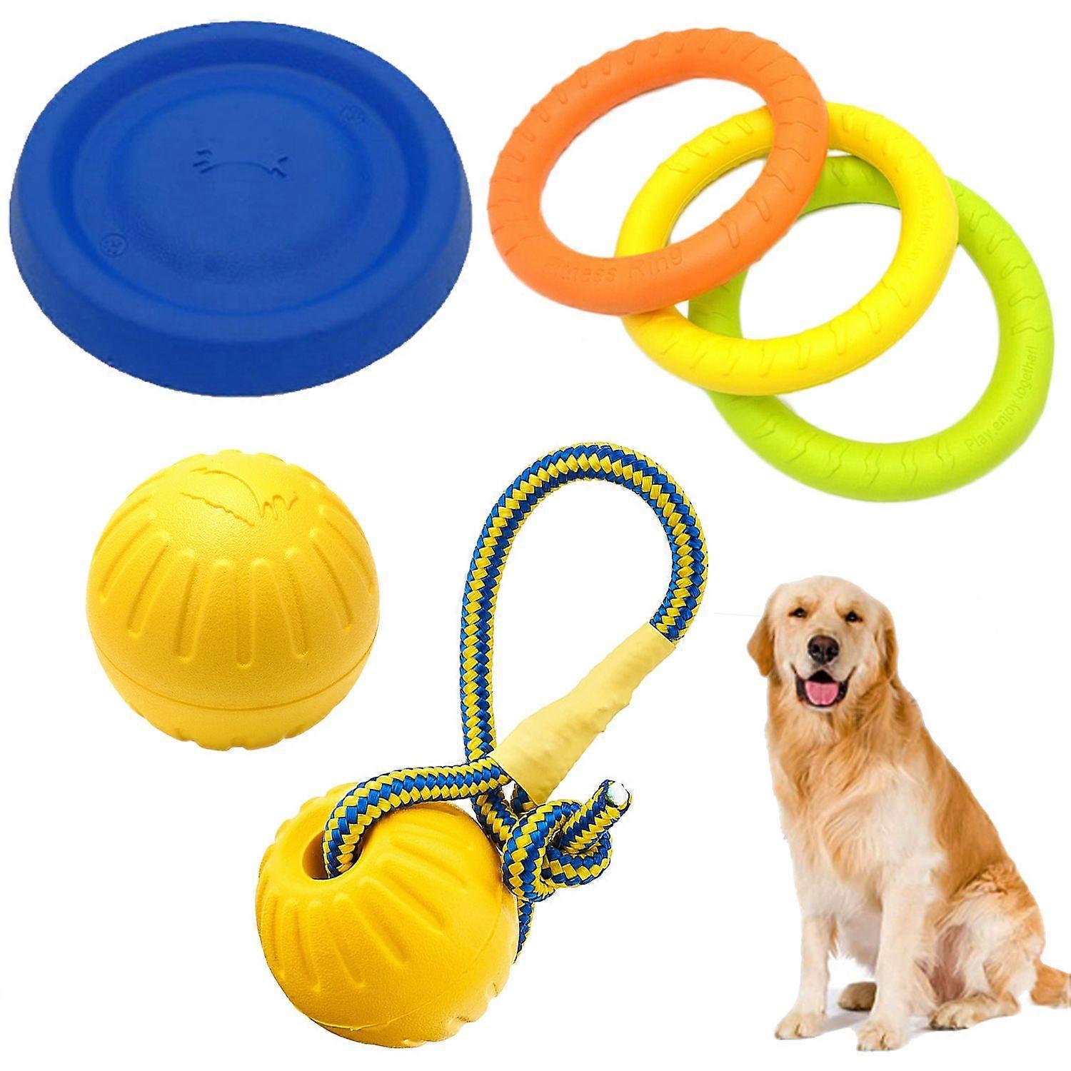 Durable Dog Chew Toy 1Pc EVA Pet Interactive Toy Rope Ball Disc Flyer Float on Water For Small Medium Dog Aggressive Chewer