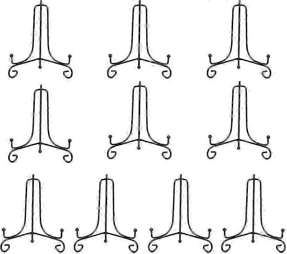10 Pack Anti-Slip Iron Display Stand, Black Iron Easel Plate Display Photo Holder Stand, P