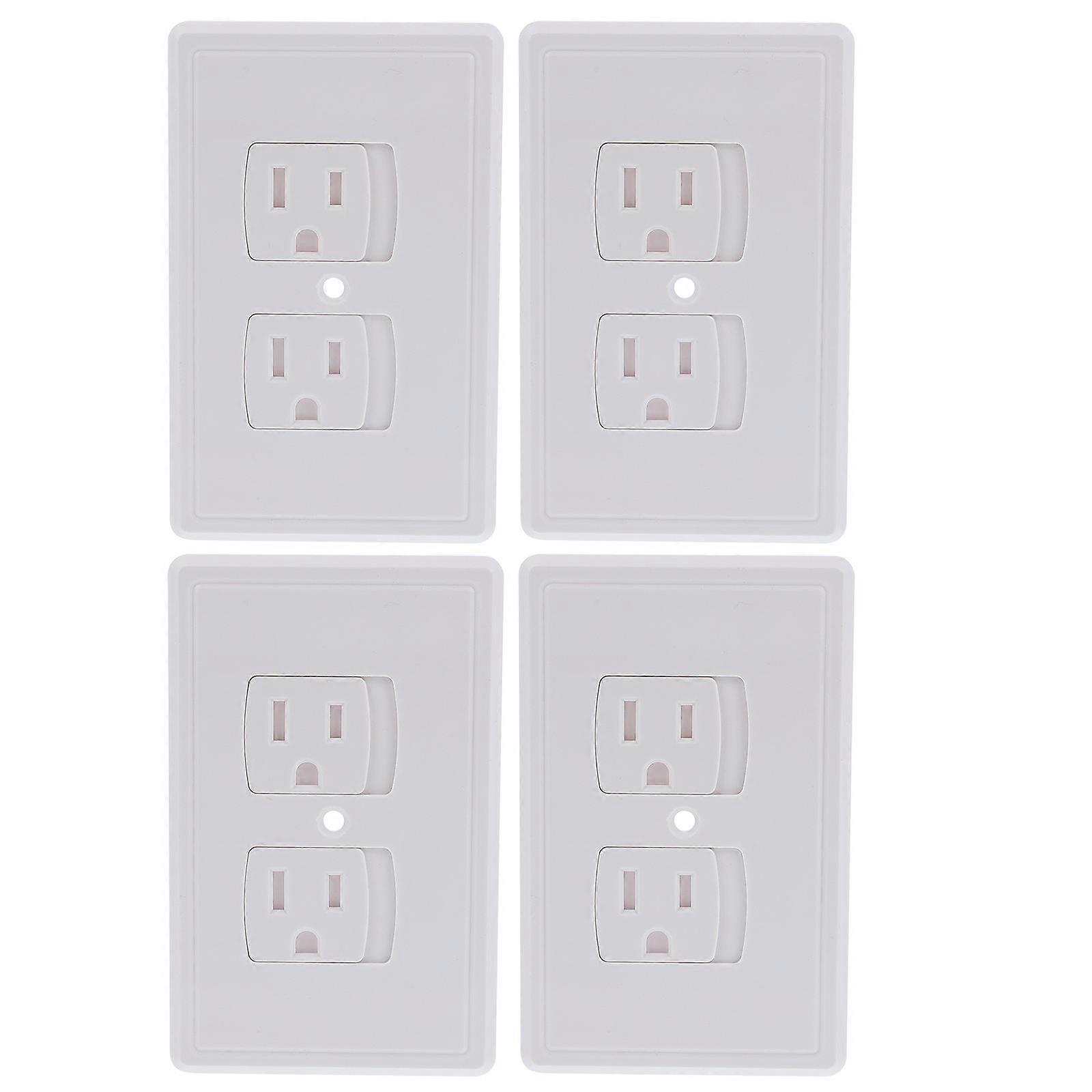 4Pcs Childproof Wall Socket Covers French Style Outlet Plugs (White)