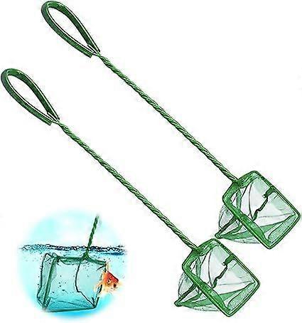 Pieces Square Landing Net Fishing Net Aquarium Small Fishing Net with Plastic Handle for Aquarium Fish Shrimp Fish Tank, 32 x 7.3 cm, Green,landing n