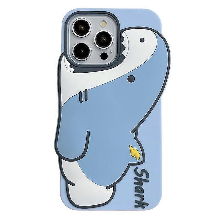 Compatible For iPhone 16 Pro Silicone Case Cute Shark Design Shockproof Phone Back Cover
