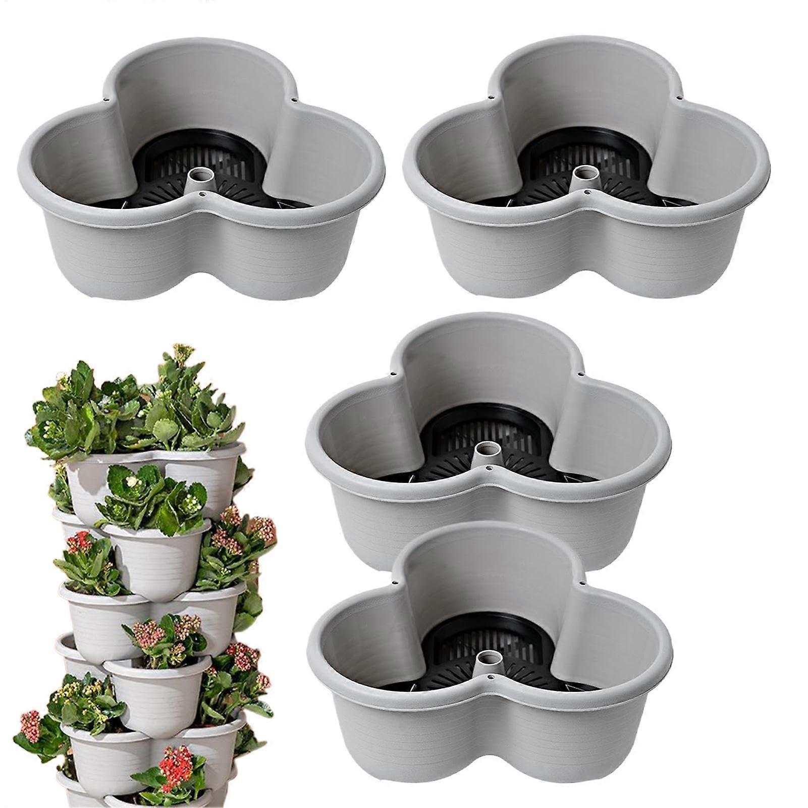 Plant Tower - Stackable 4 Tier Vertical Garden Planter with Tray and Wheels for Strawberries, Flowers, and Vegetables