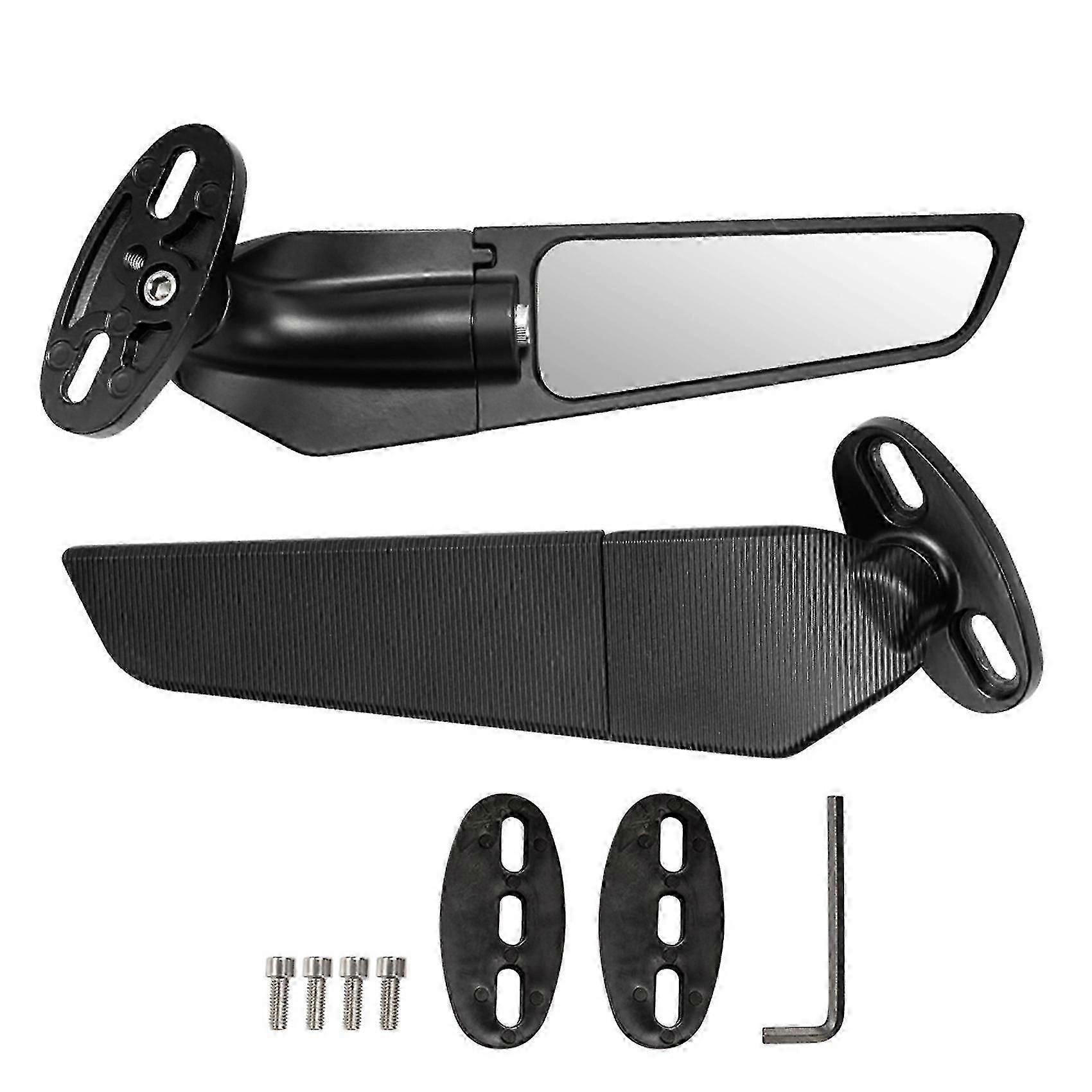 2PCS Modified Motorcycle Rearview Mirrors Wind Wing Adjustable Rotating Side Mirrors for Ninja 250 Boris