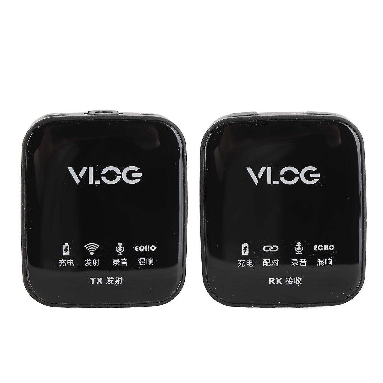 Wireless Lapel Microphone Stereo Noise Canceling Collar On Microphone for Live Streaming Video Recording Two Way Monitoring