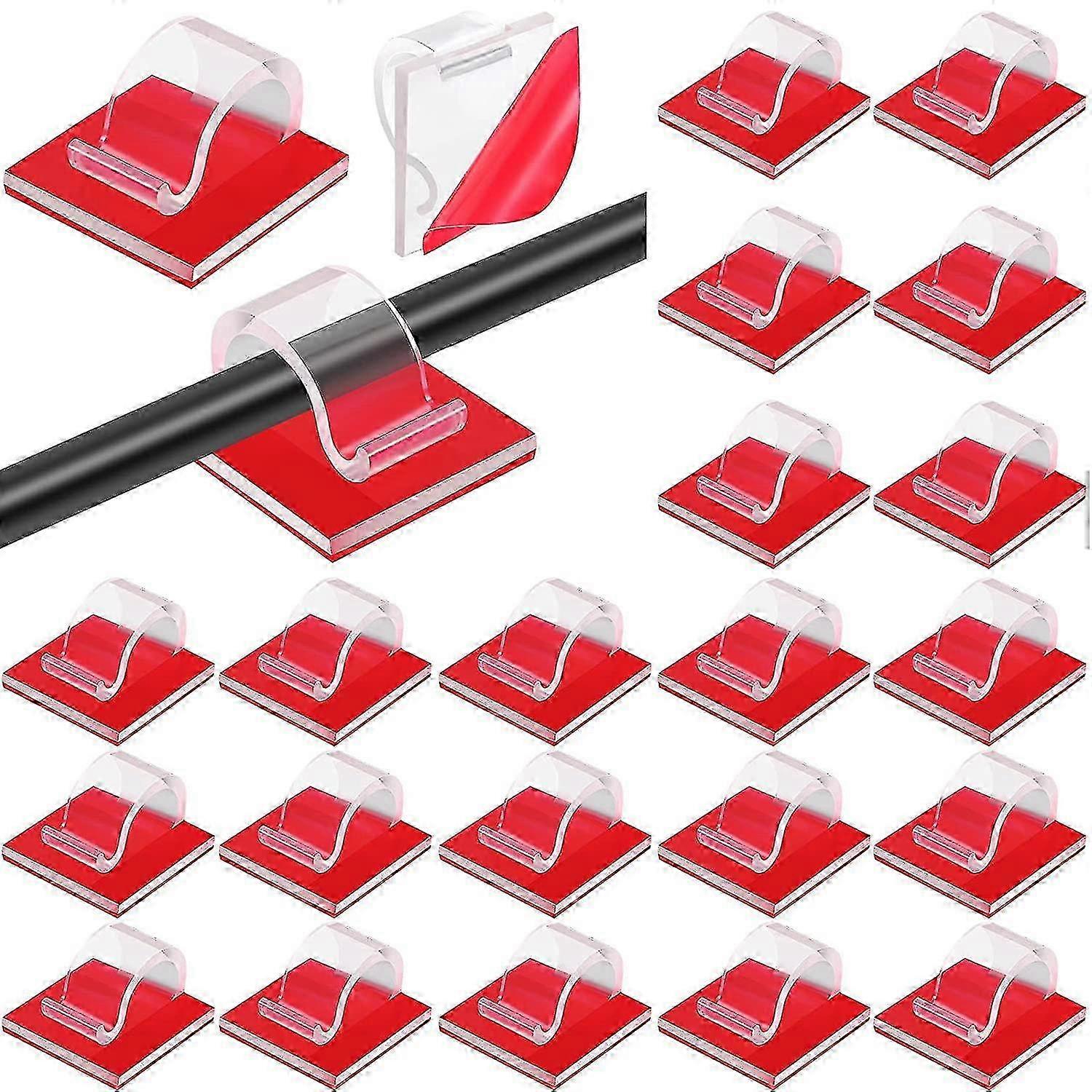 60 Pcs Self Adhesive Cable Clips - Mini Light Hooks for Wire Management (Clear, Medium)