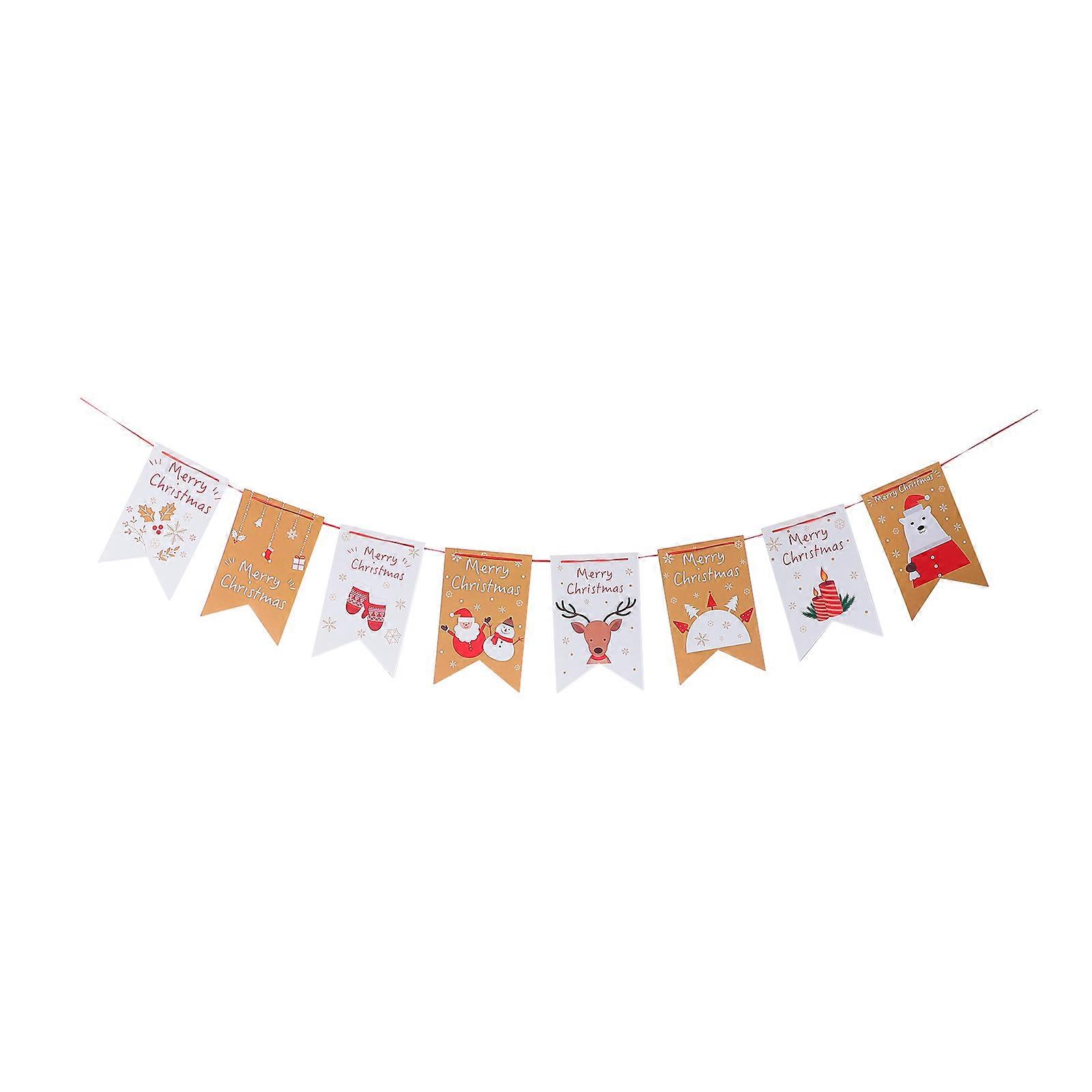 Hanging Banner Christmas Bunting Party Cartoon Paper Decoration Assorted Color 300x16.5cm Wall Decoration 1Set