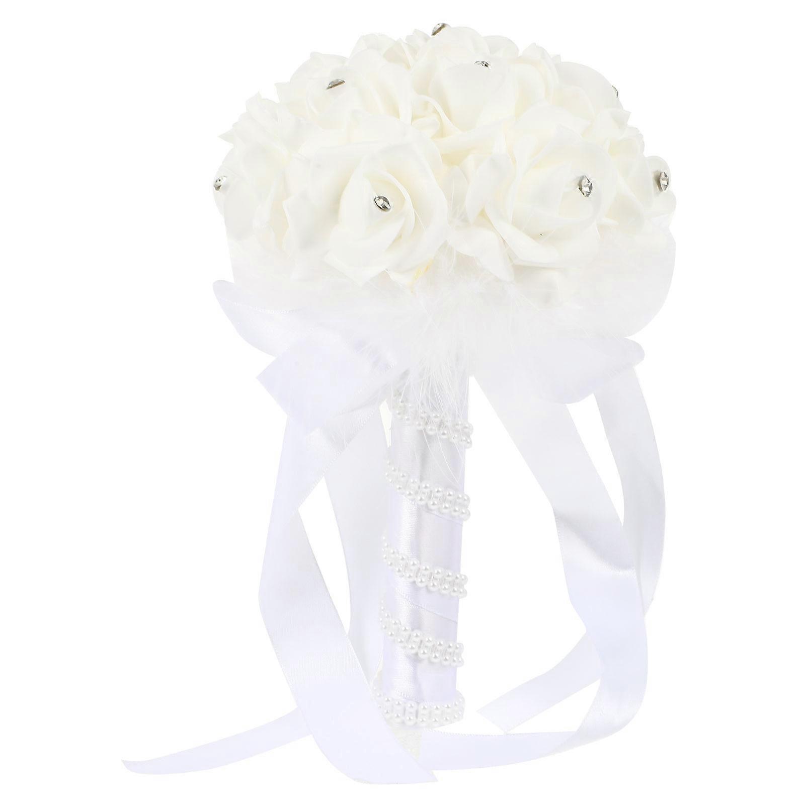 Fake Flower Arrangements Artificial Marriage Bouquet Decor Round Shape PE Material 1Pack