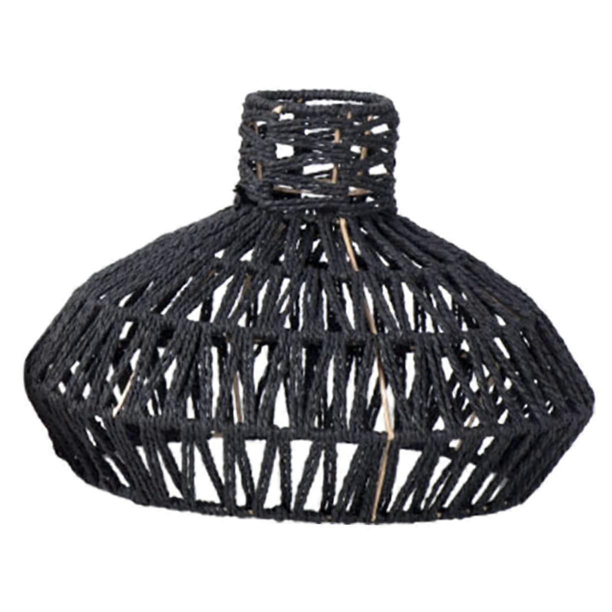 Rattan Pendant Light for Kitchen Island, Rustic Black Weiden Lampshade, Retro Paper Cord Table Lamp, Farmhouse Lighting Fixture