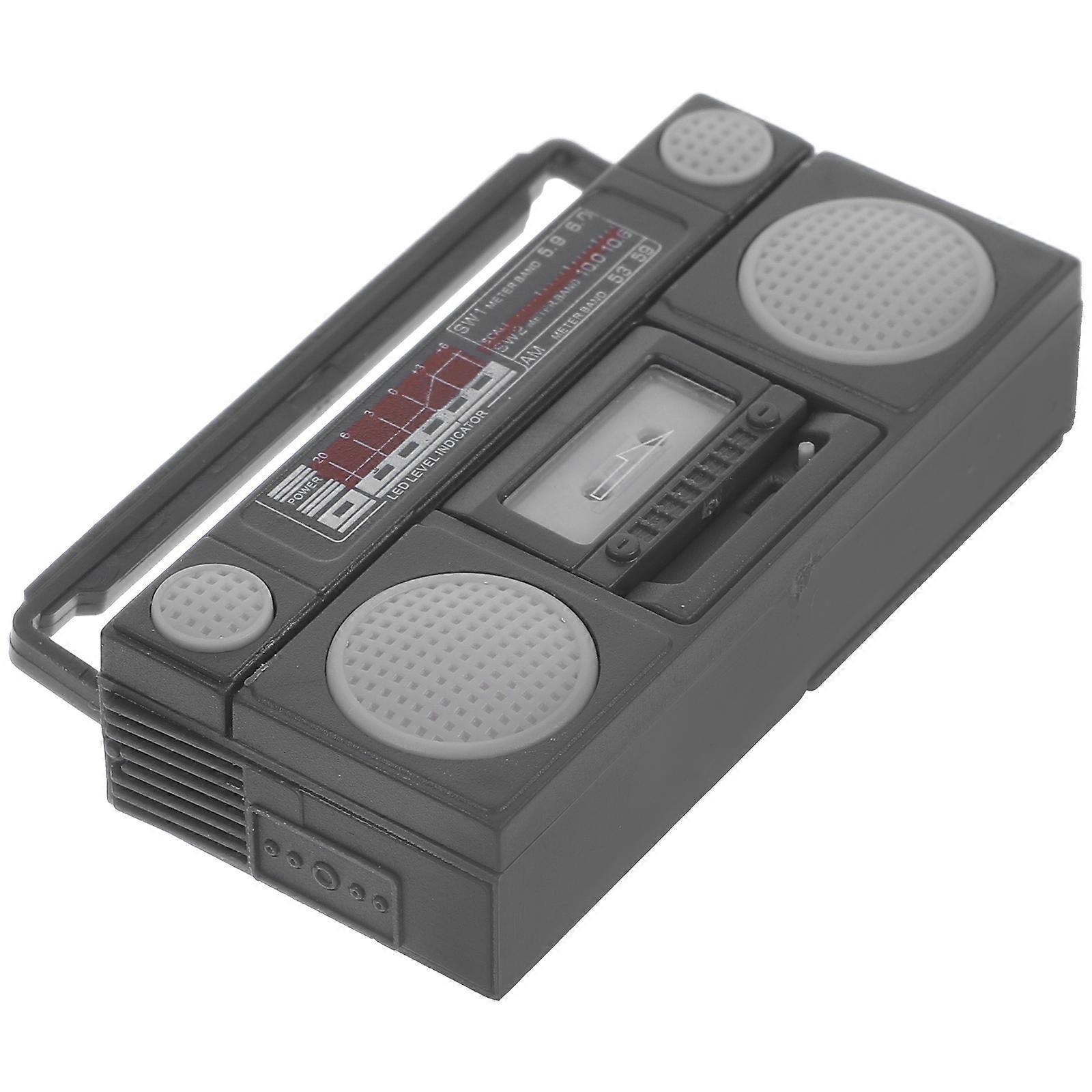 Retro Vintage Radio Mini House Decoration Plastic Radio Decor Miniature Garden Rectangular Style Black 5.5X3.5cm 1Pack