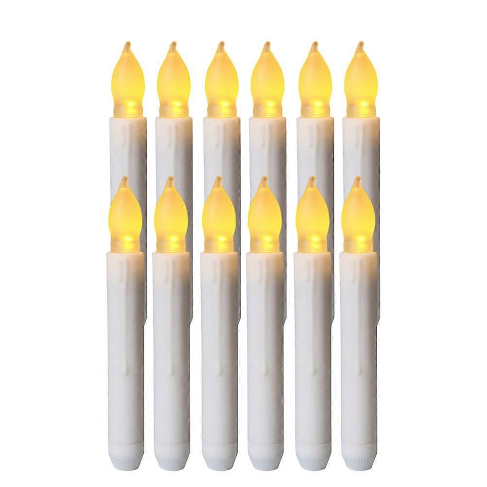 Realistic Design Led Candles Flameless Wax Candle Light Party Thanksgiving 2x16.5cm White Smokeless 12Pcs
