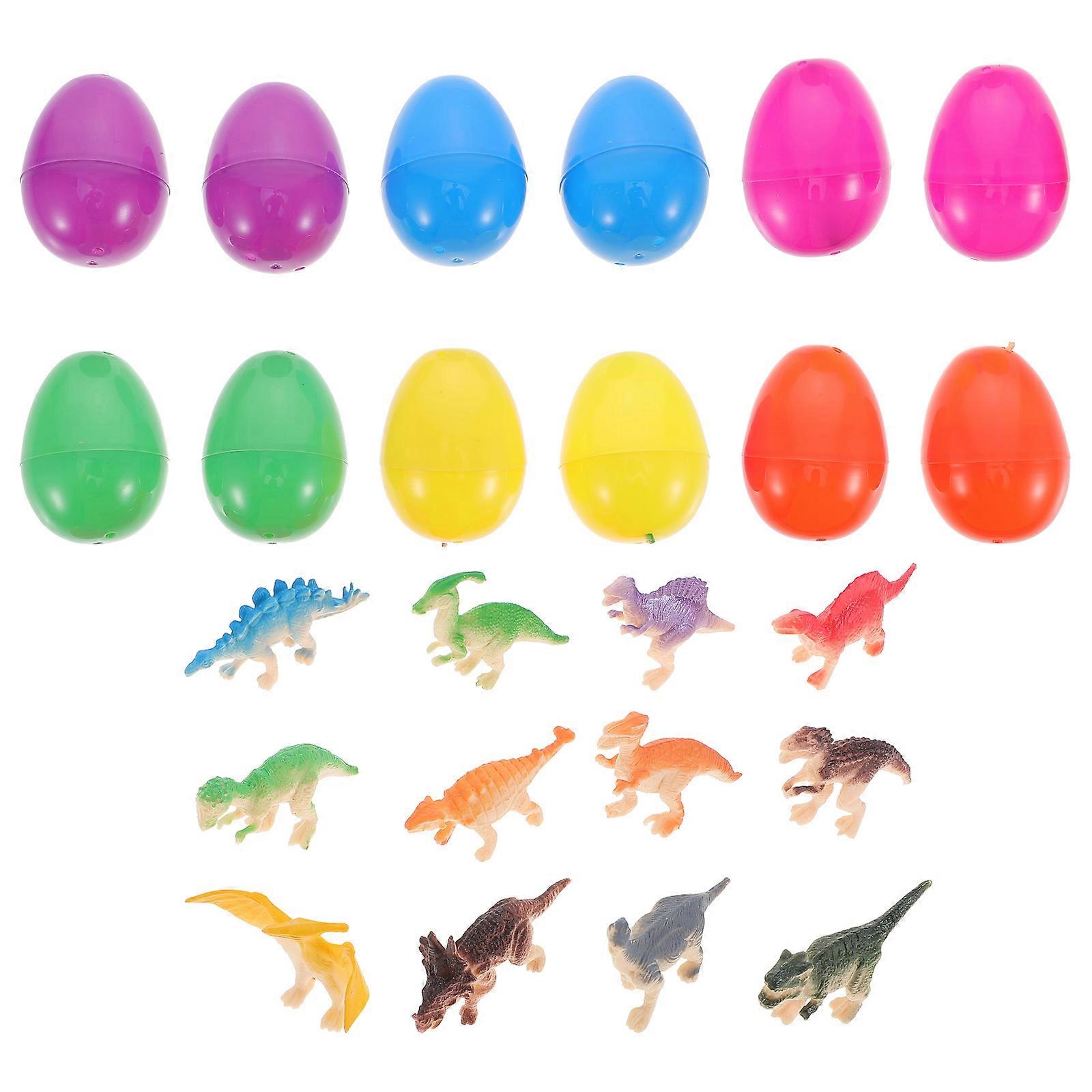 Egg Hunt Dinosaur Eggs Toys Plastic Material 3 Inches Assorted Color For Easter Party 12Pcs
