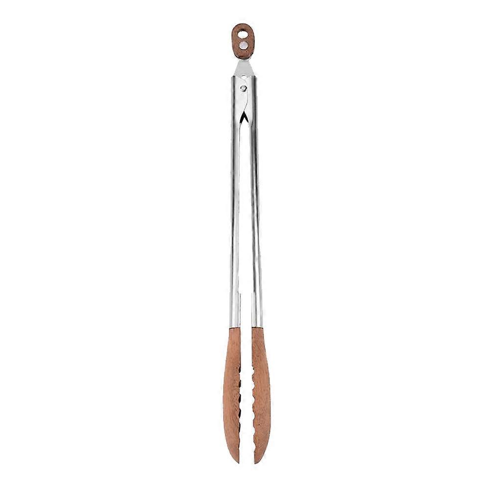Stainless Steel & Walnut Wood Tongs Versatile Cooking, BBQ, Salad & Serving Tool for Outdoor Picnics, Buffets & Elegant Kitchen Use