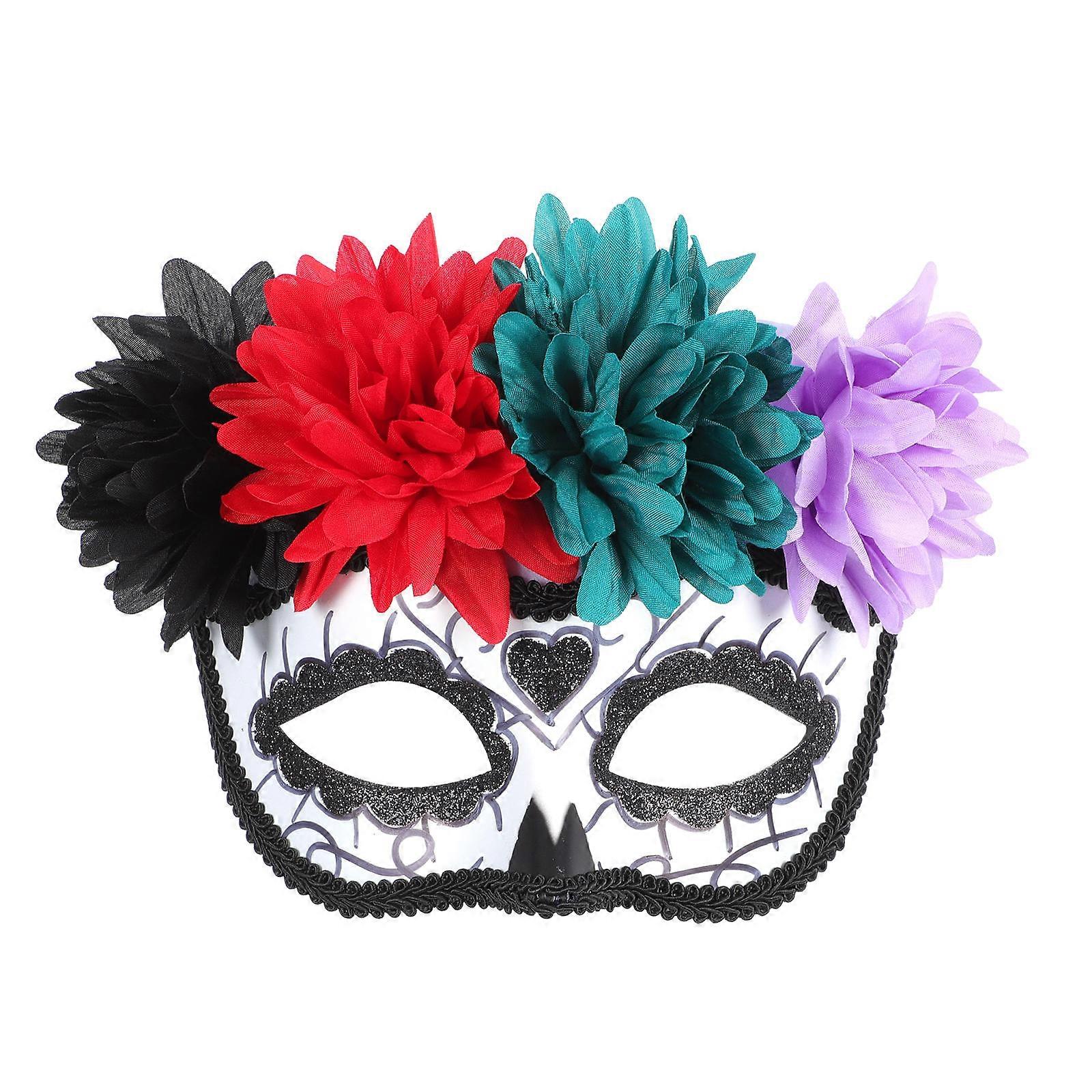 Flower Masquerade Mask for Party in Assorted Color Made of Plastic Lightweight and Durable 1 Pc