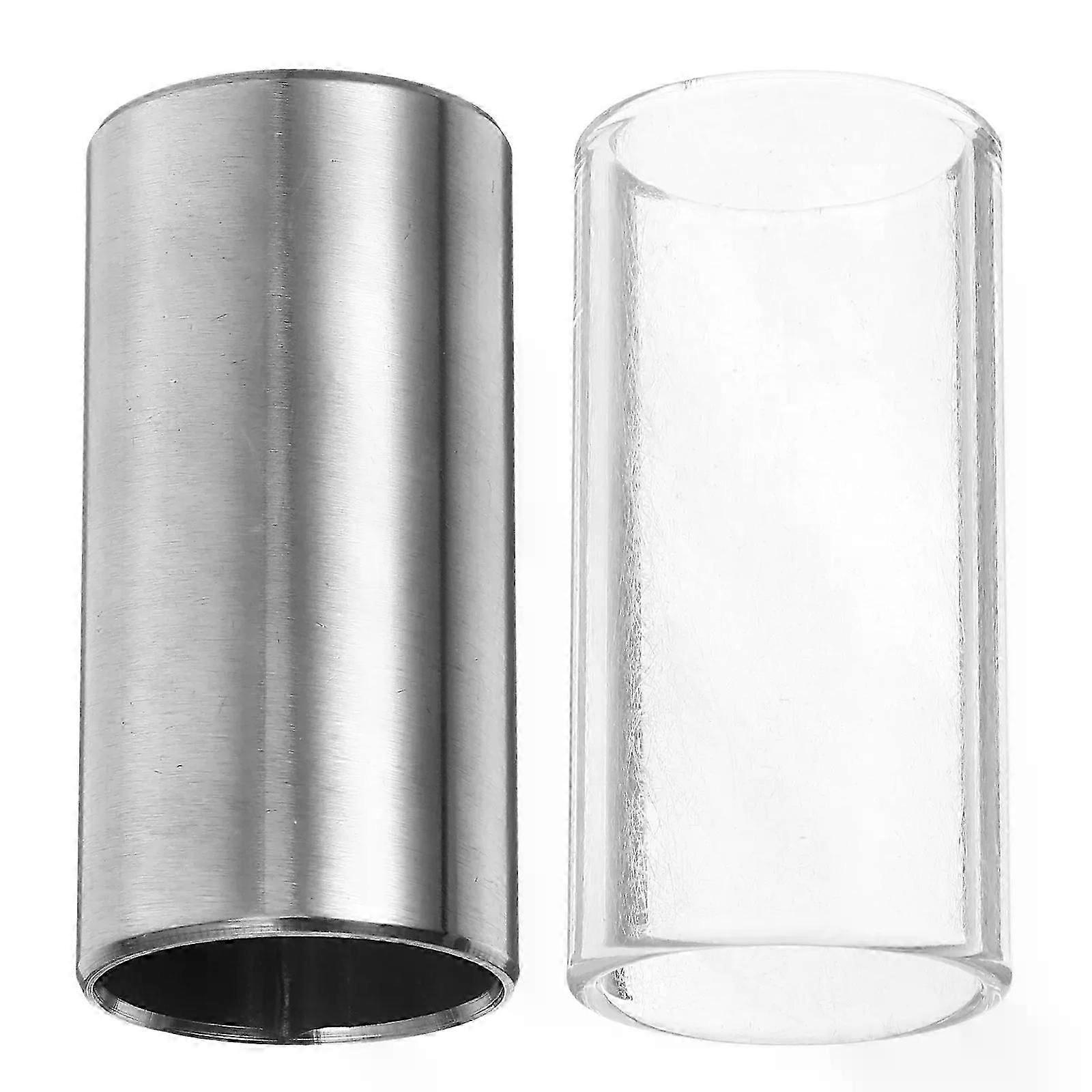 2 Pcs Electric Guitar Stainless Steel Guitars Transparent Slide Sliders Bass Medium Bottleneck