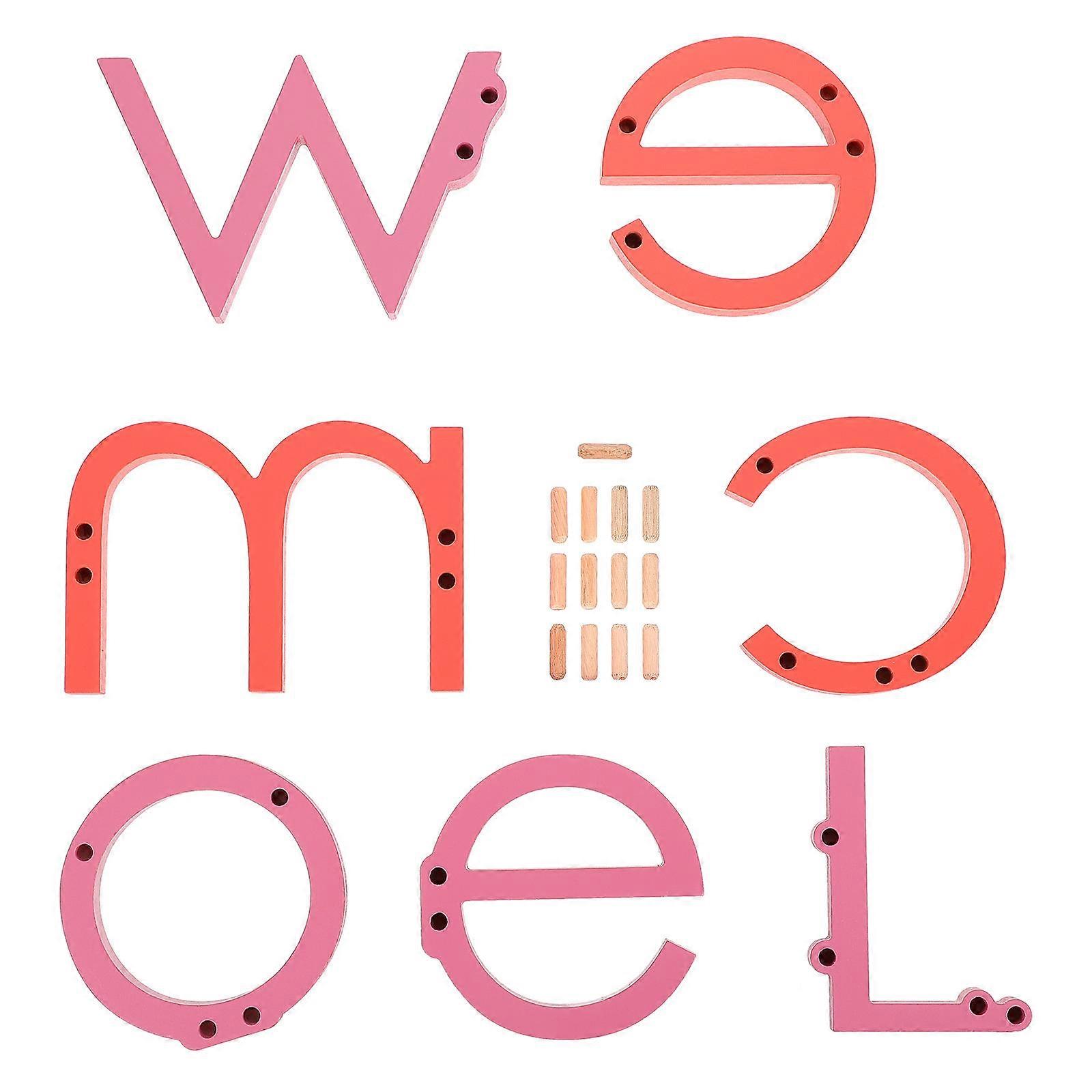 DIY Letter Ornament Wood Block Word Sign for Decoration Multi Color Composite Material