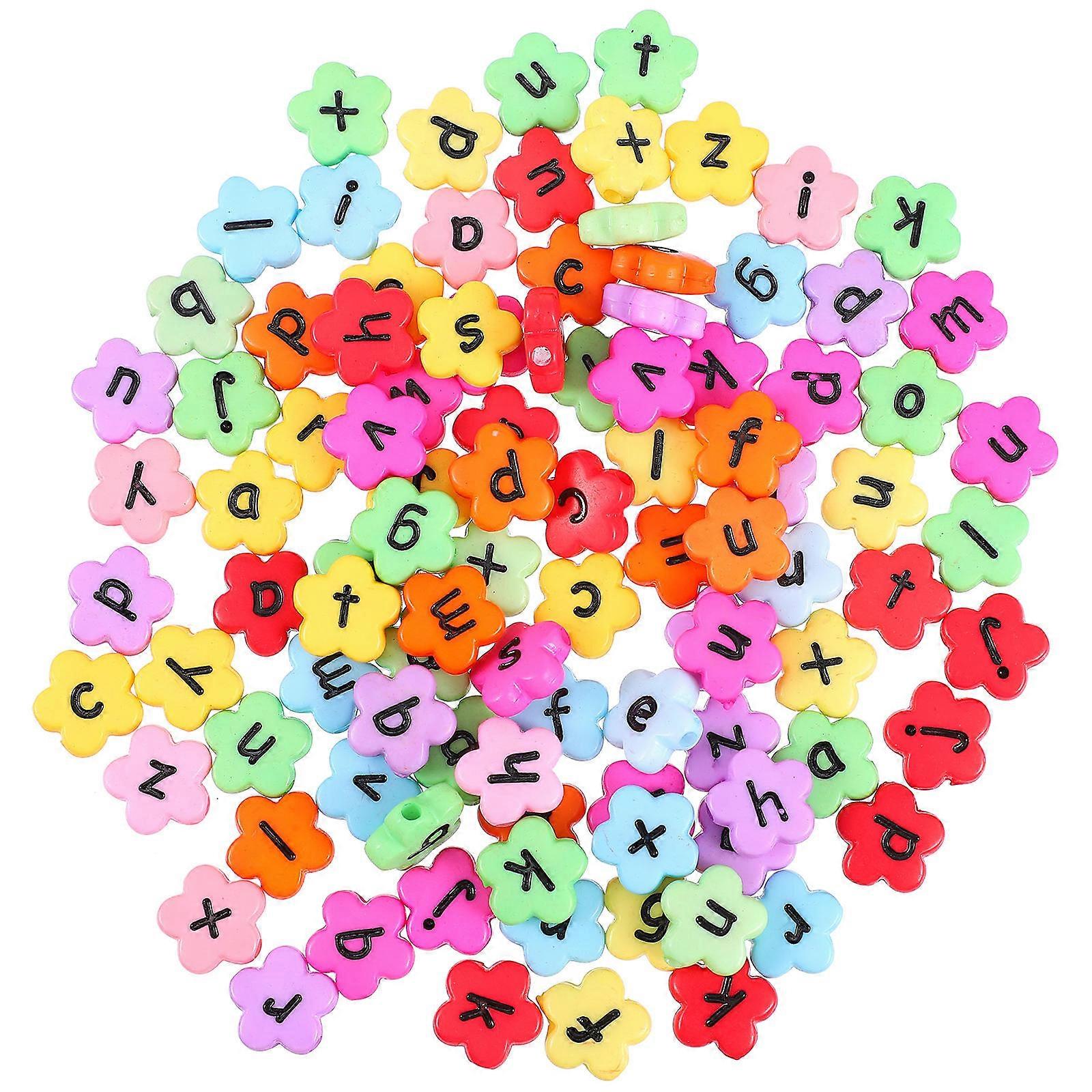 Flower Shape Letter Bead Durable Acrylic Diy Beads Assorted Color 1.15X1.15X1CM Jewelry Making 200Set