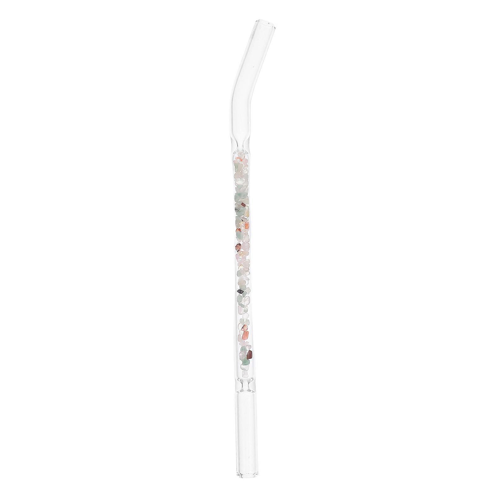 Cute Reusable Straws Glass With Crystal Stones Heat-Resistant For Smoothies Cocktails And Beverages At Parties And Events 1Set
