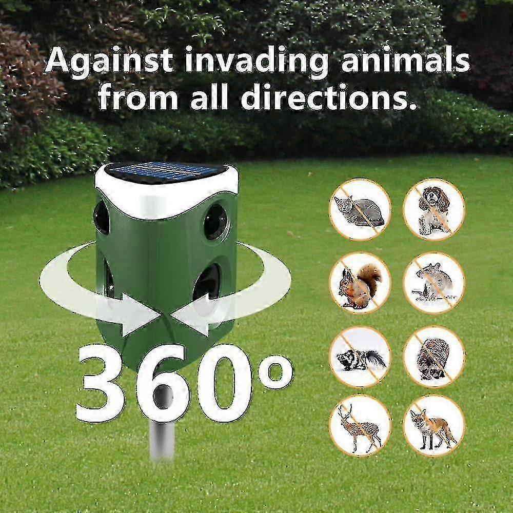 Solar Ultrasonic Animal Repeller, Outdoor 360 Animal Deterrent Solar Dog Chaser, Ultrasonic Solar Powered Animal Repeller Waterproof Animal Repeller P