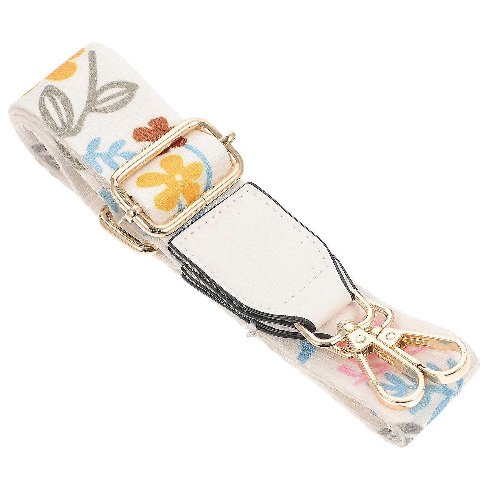 Printed Bag Strap Shoulder Sling Belt Women Black White Yellow Flower Pattern Diy Projects Zinc Alloy 1Pcs