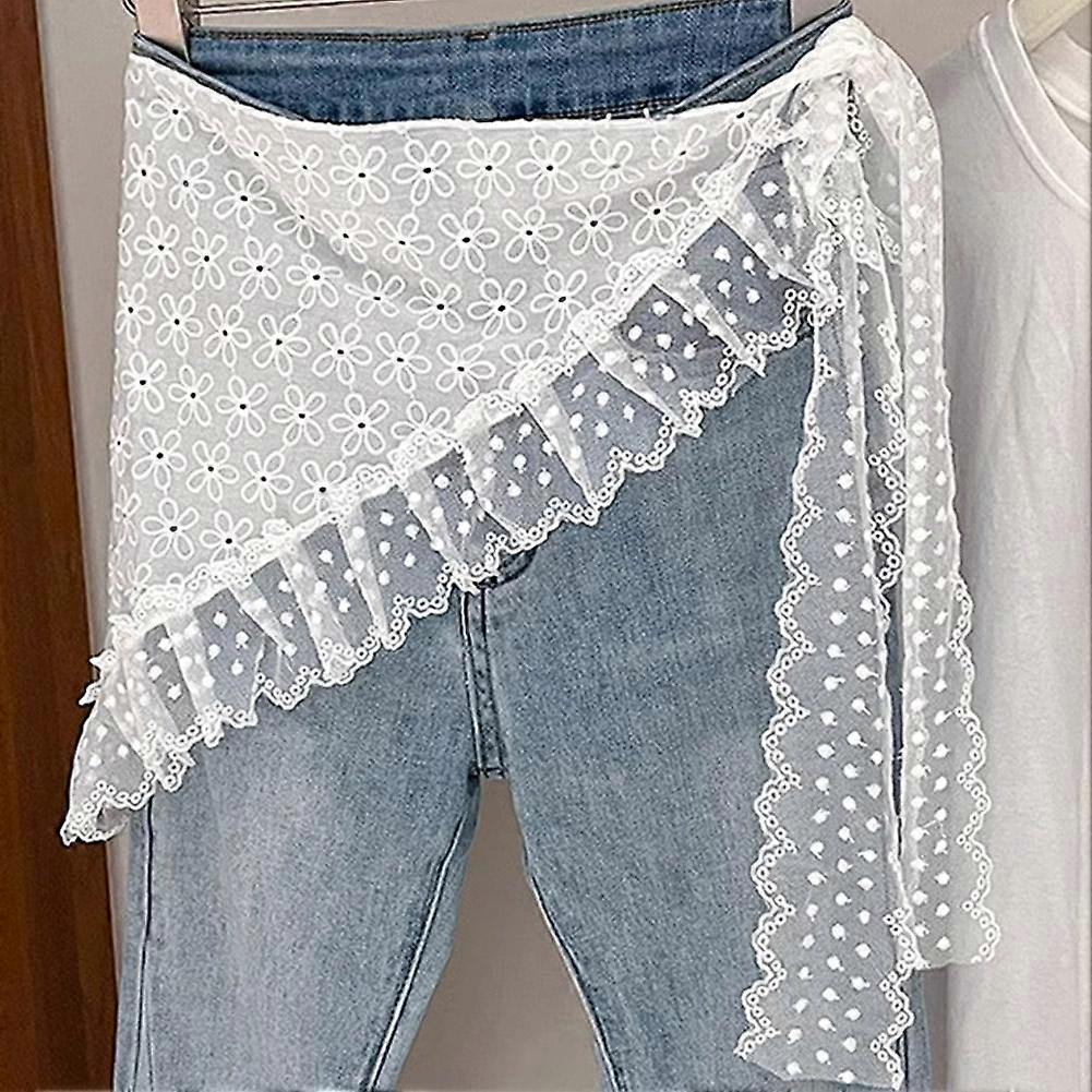 Retro Dantel Üçgen Başörtüsü Retro İşlemeli Çiçekli Boyun Eşarp Tığ İşi