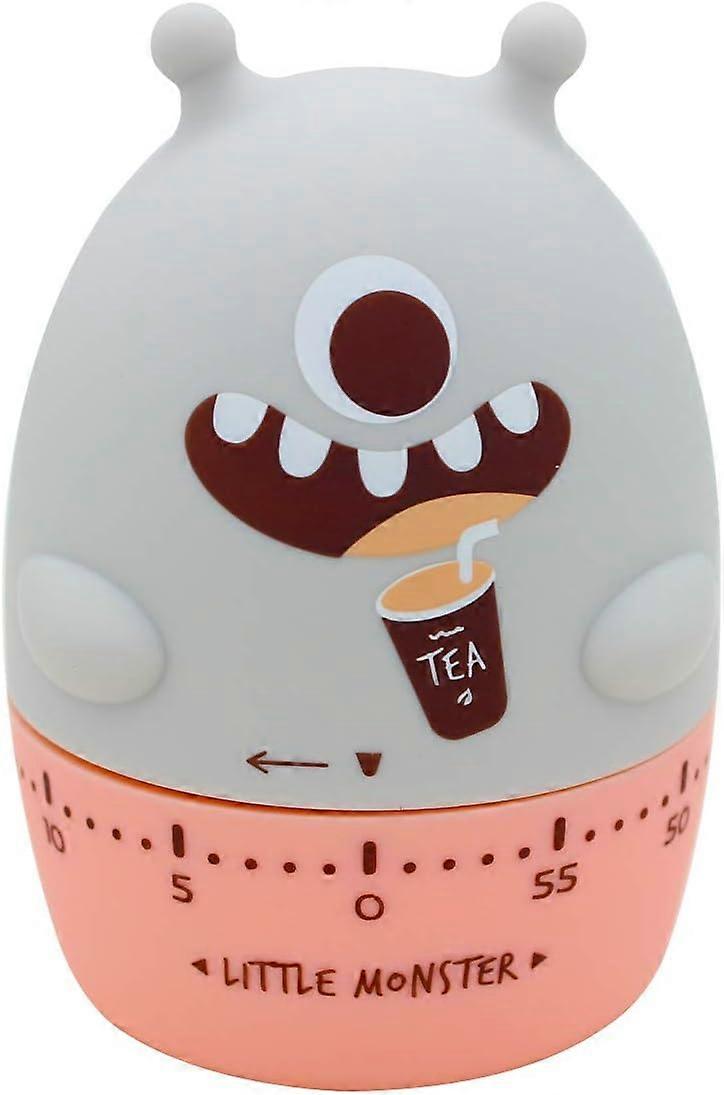 Little Monster Mechanical Timer Cartoon Cute Kitchen Timer Student Time Manager Countdown Grey