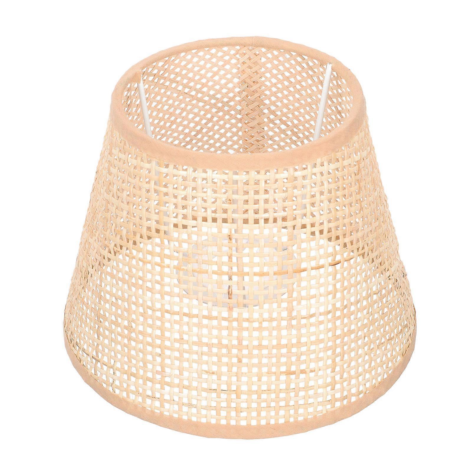 Woven Rattan Lamp Shade Replacement Handcrafted Table Lamp Cover with Sturdy Structure Soft Light Diffuser for Bedroom Living Room Decor Easy