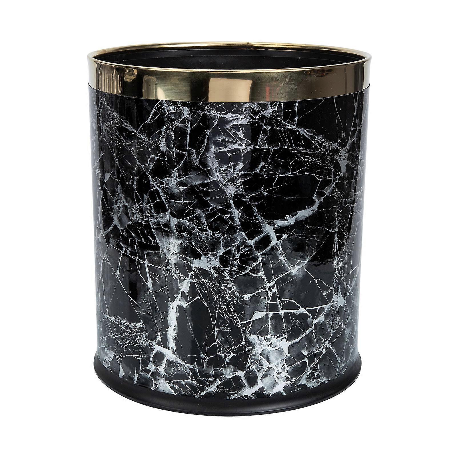 Marbling Waste Bin Decorative Garbage Basket Round Storage Household 1Set