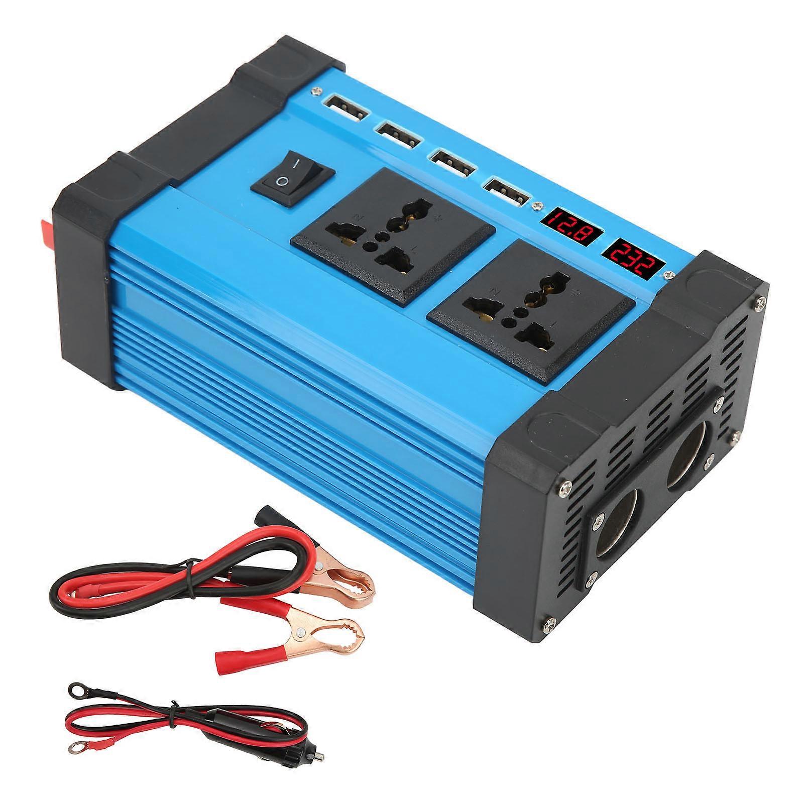 500W Modified Sine Wave Inverter Solar Inverter with Smart Dual LCD Display Screen 4 USB 4.2A Fast Charging Ports 12V to 220V