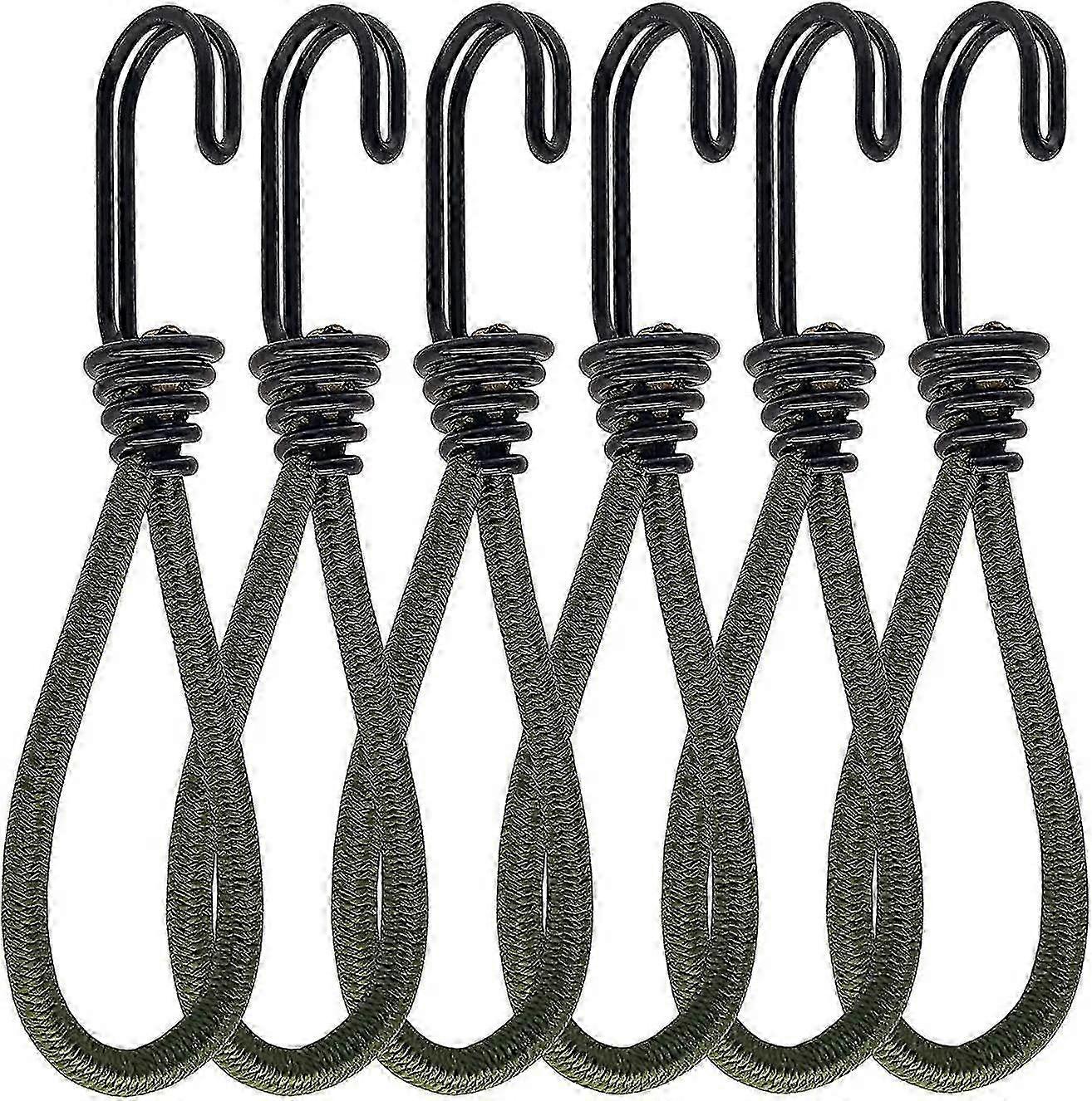 6-Pack Heavy Duty Bungee Cords with Hooks, Stretchable Straps for Cargo Securing, Storage, and Camping Use