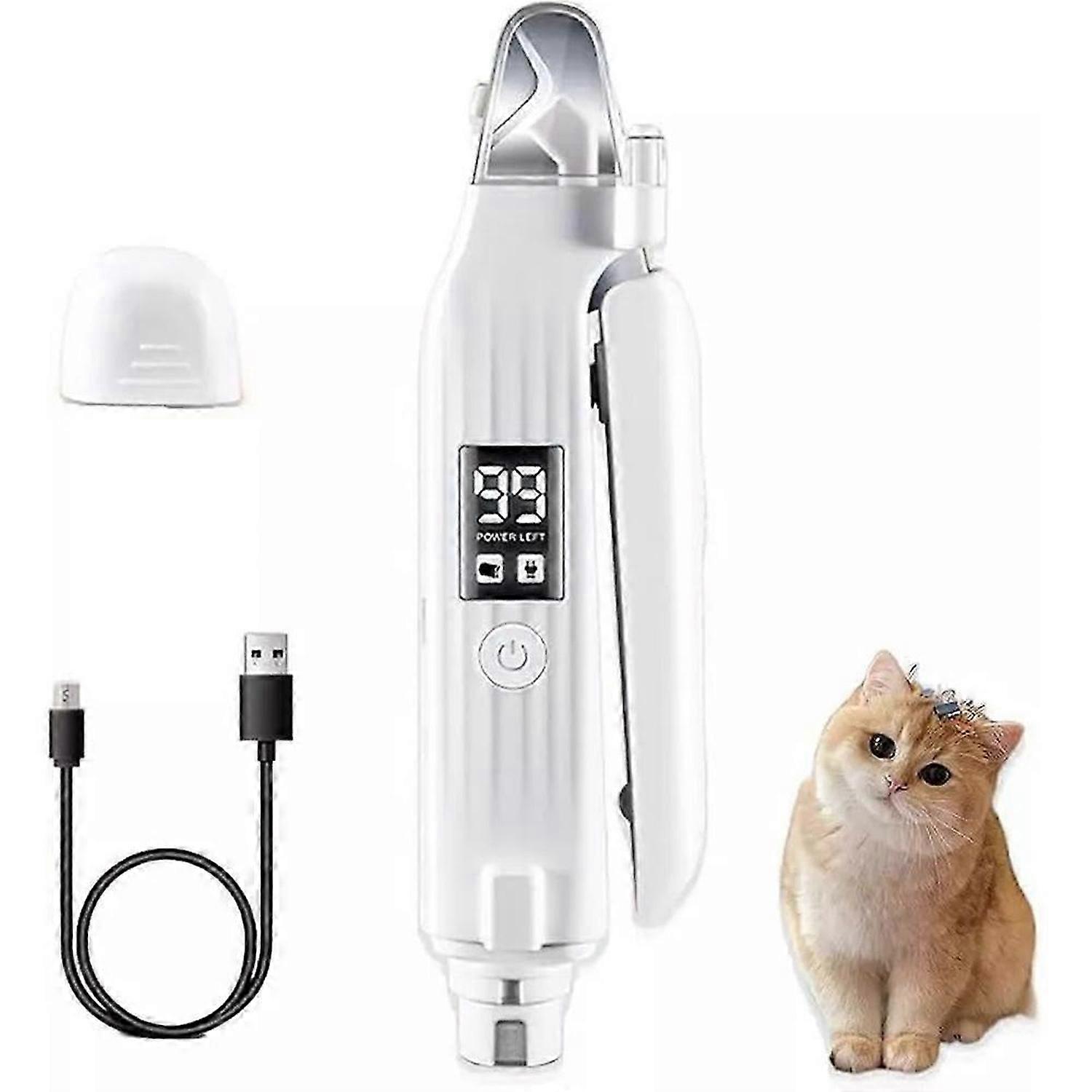 WhisperTrim Pet Tırnak Düzeltici, Taşınabilir 2'si 1 Arada Köpek Kedi Elektrikli Tırnak Makası w Işık