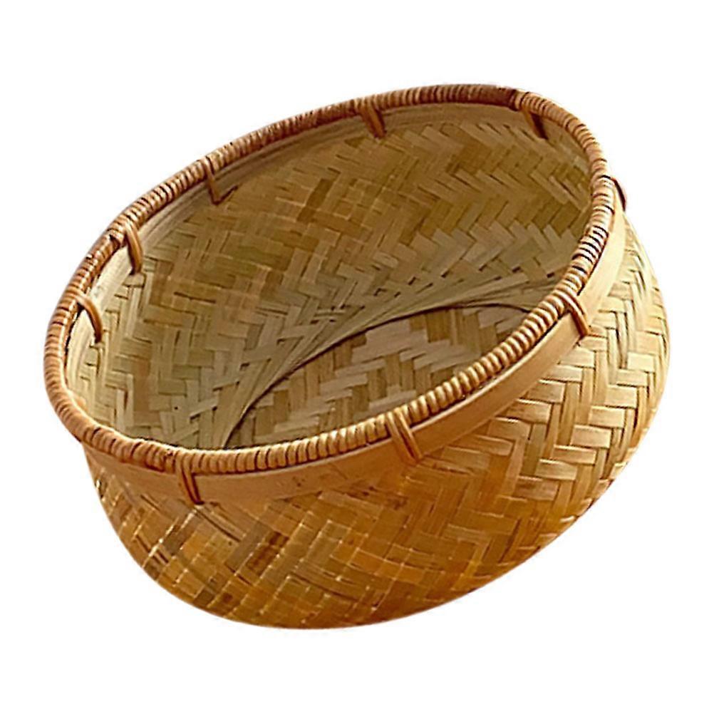Fruit Storage Bamboo Woven Basket Round Deepened Rustic Design 1Set